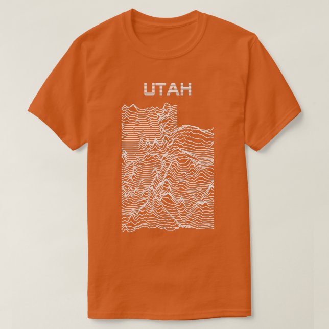 Utah Okänd förstoringstopografi Karta T Shirt (Design framsida)