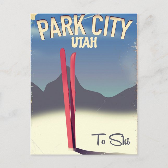 Utah park city skid resaaffisch vykort (Framsida)
