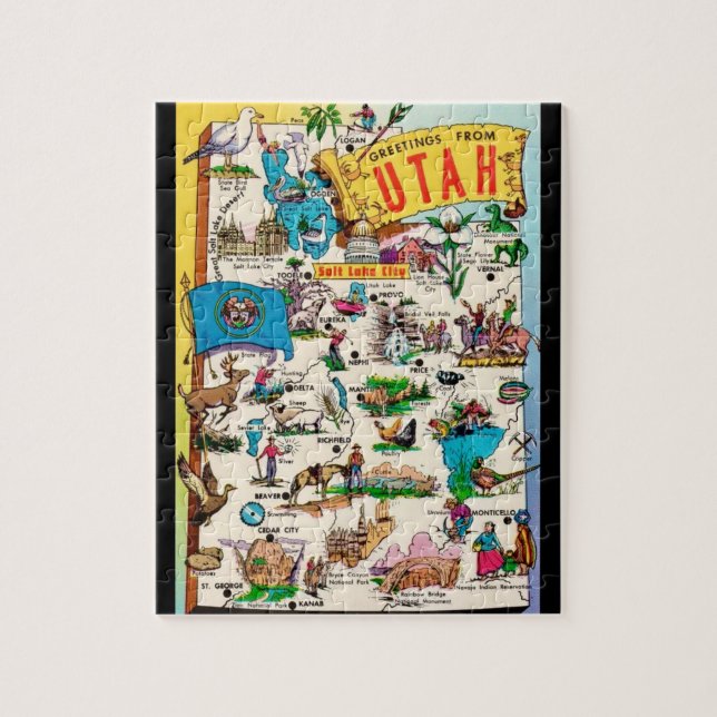 Utah Postcard Karta Jigszle Puzzle Pussel (Vertikal)