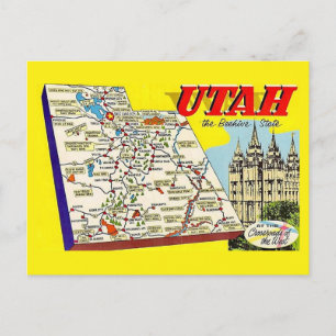 Utah Retro-karta vykort vykort