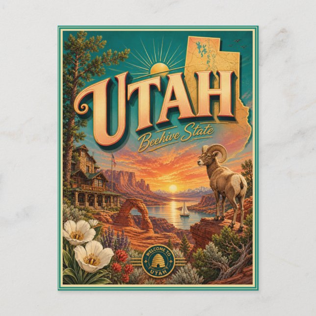 Utah Retro Resa Souvenir vykort (Framsida)