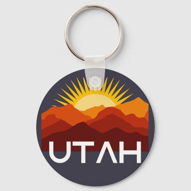 Utah Retro Vintage Öken Solnedgång Nyckelring (Framsida)