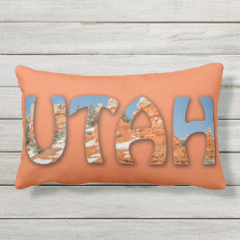 UTAH - Röd, Orange, Blå himmel, Snö Lumbarkudde