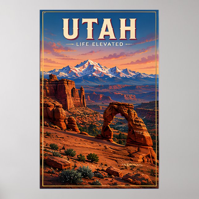 Utah Röda Bergens Natursköna Utsikt Poster (Framsidan)