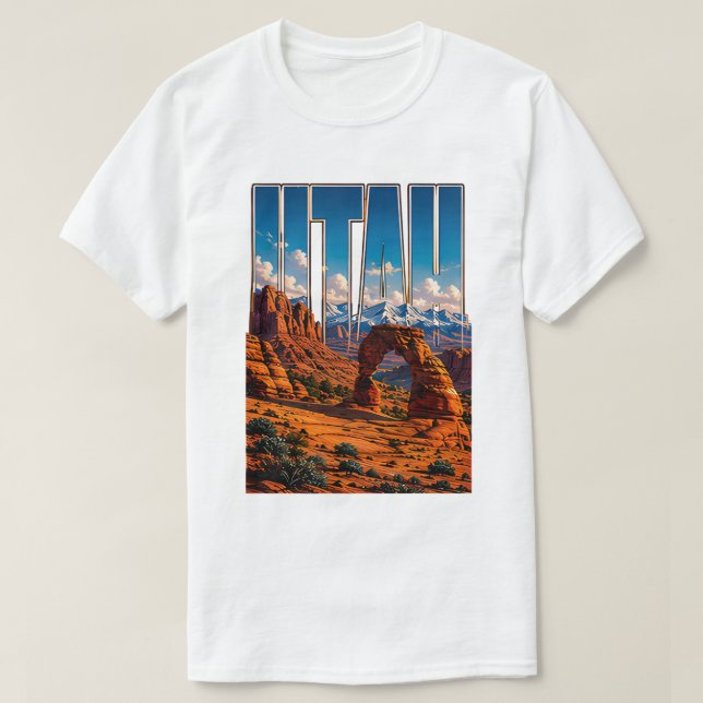 Utah röda klippor och bergsäventyr t shirt (Design framsida)
