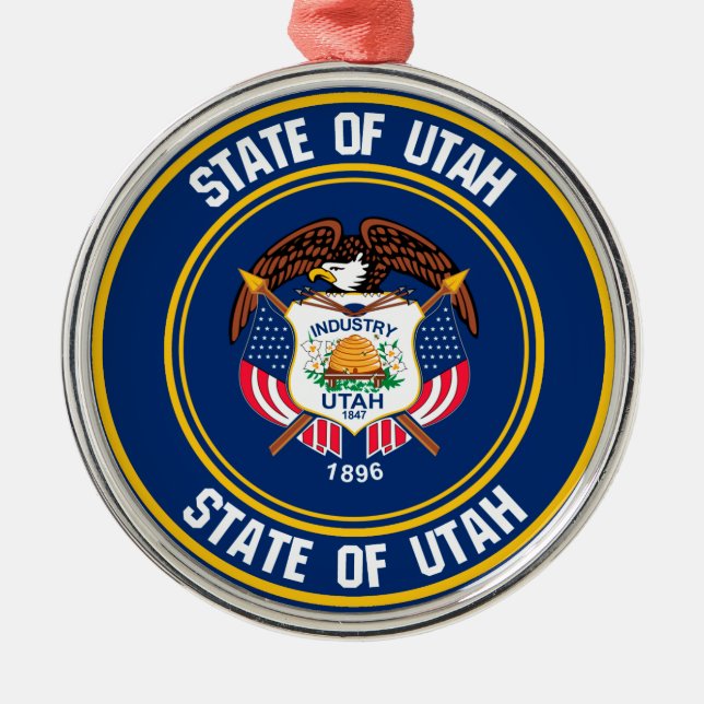 Utah Round Emblem Julgransprydnad Metall (Framsidan)