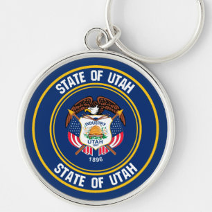 Utah Round Emblem Rund Silverfärgad Nyckelring