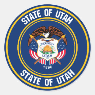 Utah Round Emblem Runt Klistermärke