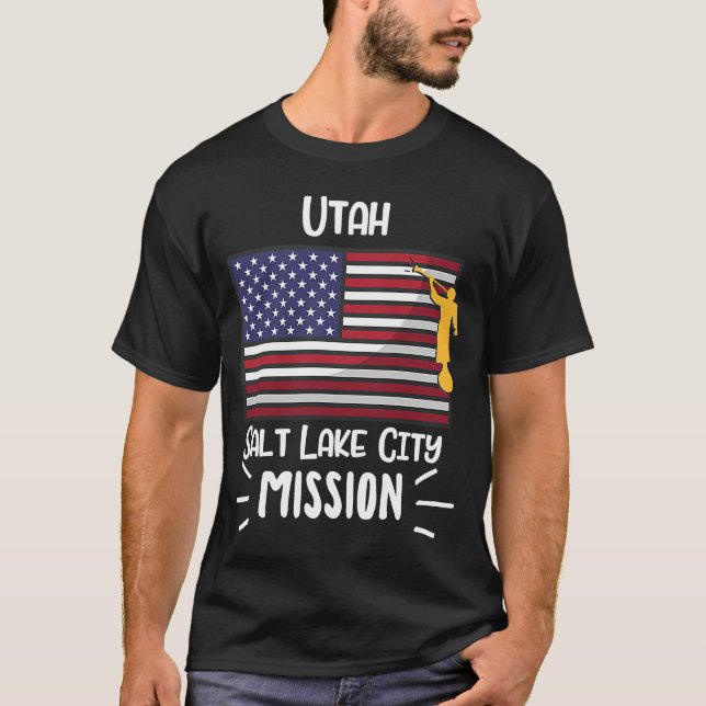 Utah Salt Sjö City Mormon LDS Uppdrag missionär T Shirt (Framsida)