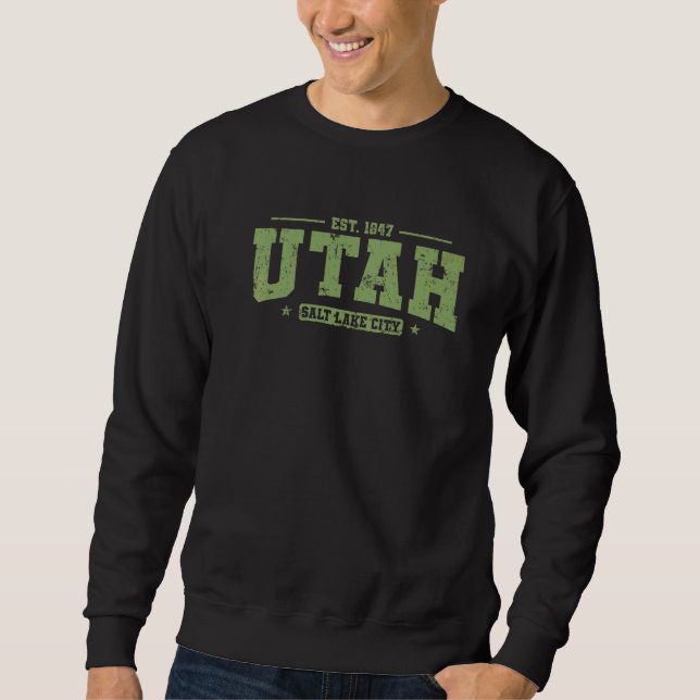 Utah Salt Sjö City State USA Lång Ärmad Tröja (Framsida)