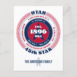 Utah, Salt Sjö City, UT, Patriotic, Monogram Vykort