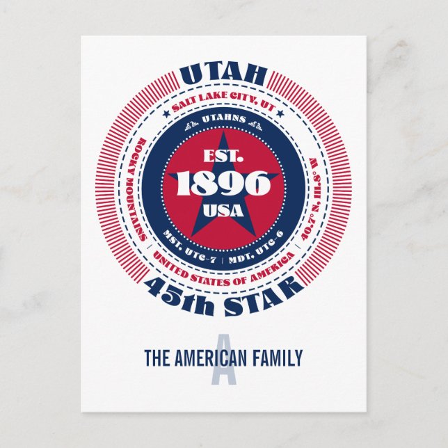 Utah, Salt Sjö City, UT, Patriotic, Monogram Vykort (Framsida)