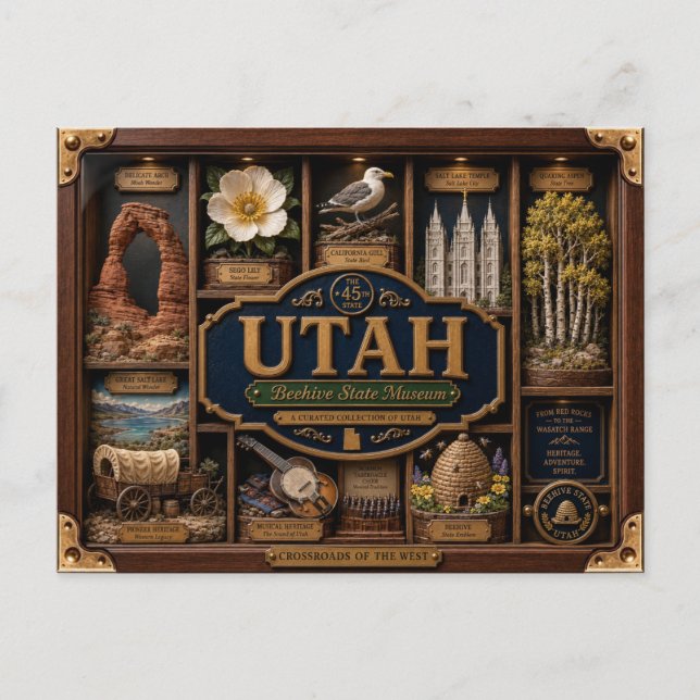 Utah Shadow Box 3D Figurin Stat Vykort (Framsida)