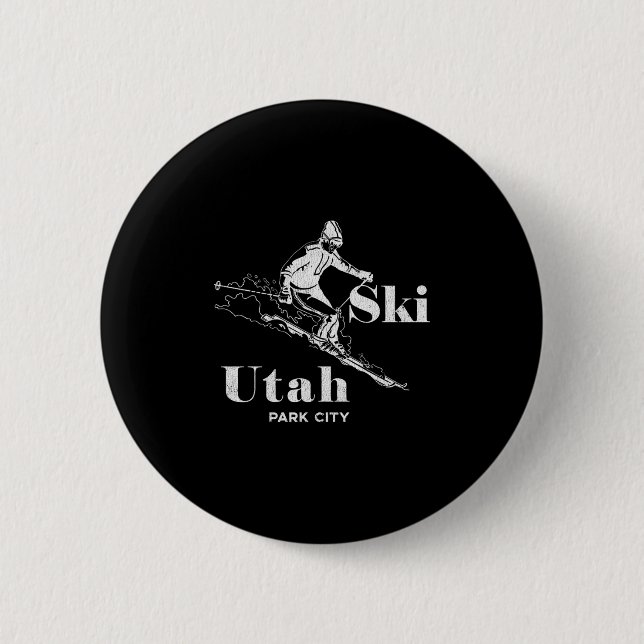 Utah Skiing Park City Långärmad Ski Tee Knapp (Framsida)