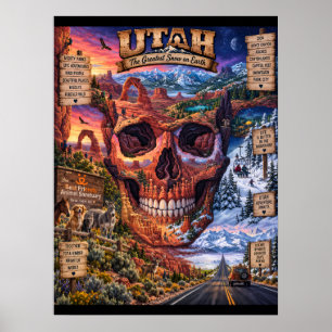 Utah Skull Art Print State of Mind Poster