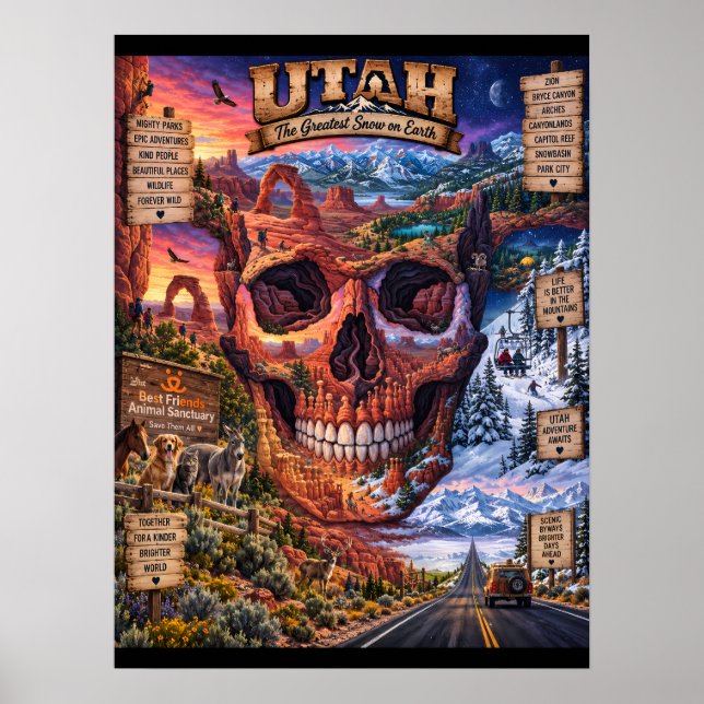 Utah Skull Art Print | State of Mind Poster (Framsidan)