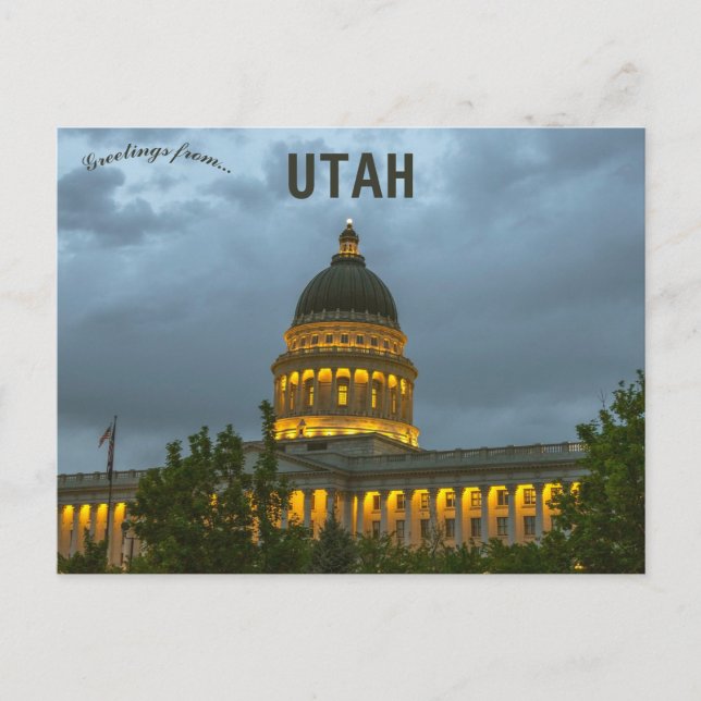 Utah State Capitol på natten Salt Lake City Utah  Vykort (Framsida)