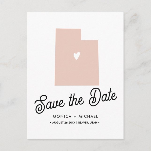 UTAH State Destination Wedding ANY FÄRG Meddelande Vykort (Framsida)