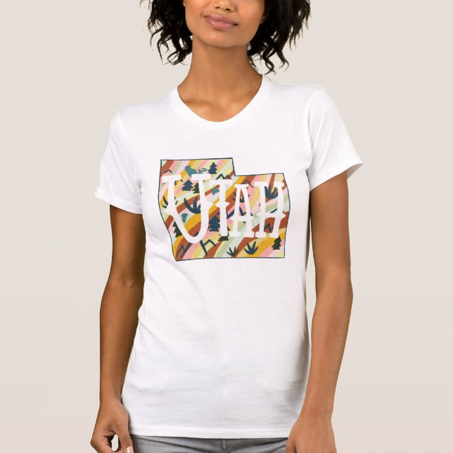 Utah State Karta Illustration T Shirt (Framsida)