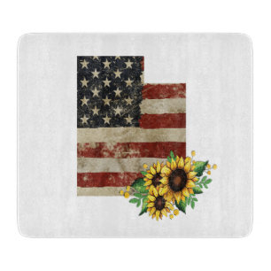 Utah State Karta US Flagga Solrosglas