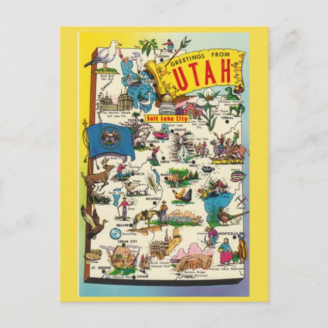 Utah State Karta vykort (Framsida)