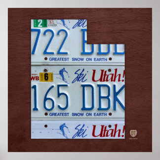 Utah State License Plate Karta Poster