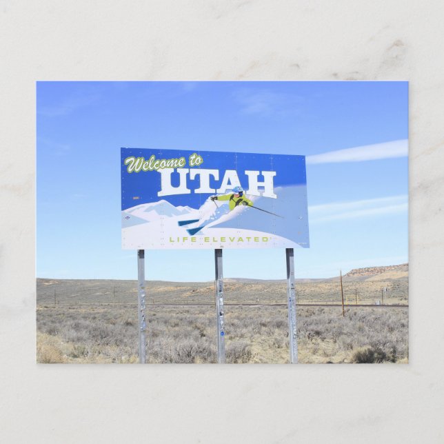 Utah State Line-skylt Vykort (Framsida)