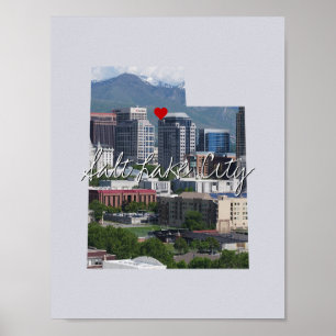 Utah State Photo infoga och City namn Poster