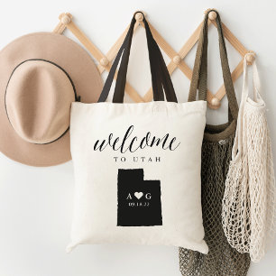 Utah State Silhouette Bröllop Welcome Tote Tygkasse
