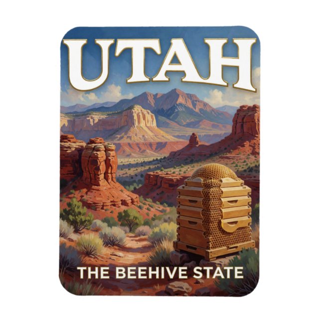 Utah State Stolthet 🏜️ Röda Klippor Ökenformation Magnet (Vertikal)