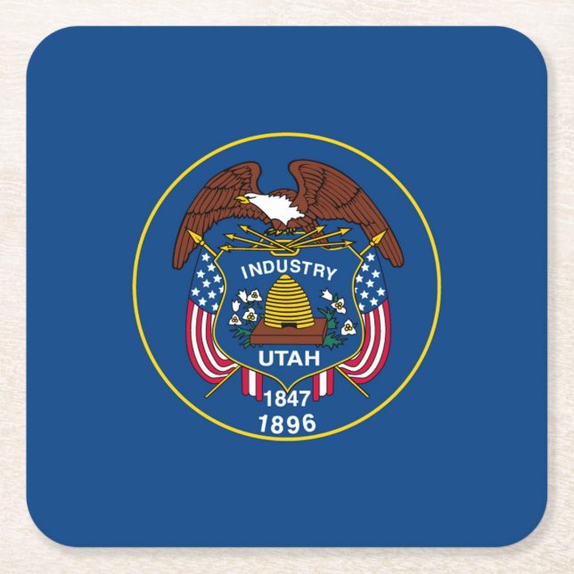 Utah Statlig flagga Design Underlägg Papper Kvadrat (Framsidan)