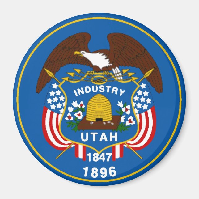 Utah Statlig flagga Magnet (Framsidan)