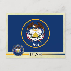 Utah Statlig flagga och Seal Vykort