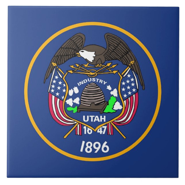 Utah Statlig flagga Tile Kakelplatta (Framsidan)