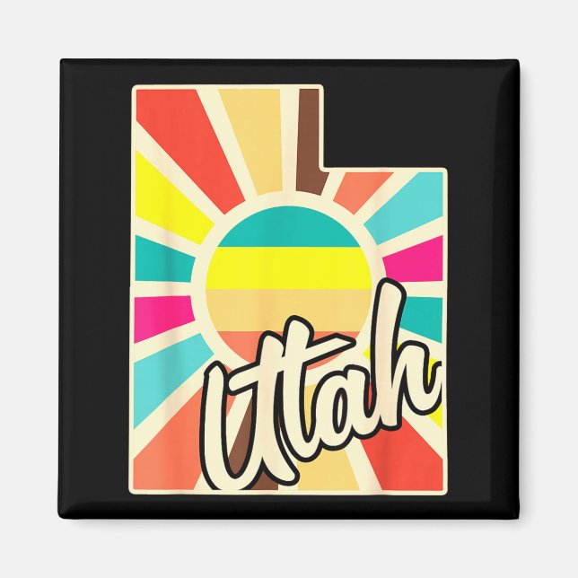 Utah stolthet retro färgrik statlig design med magnet (Framsidan)