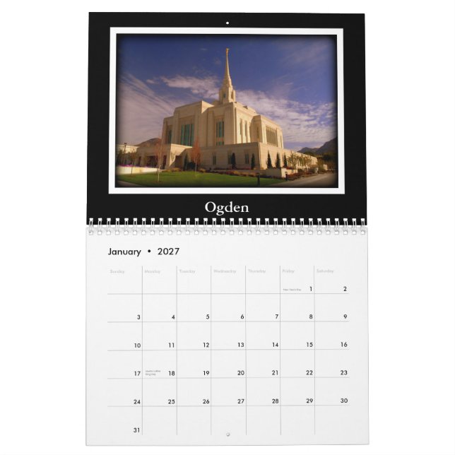 Utah tempelkalender 2015 kalender för 15 månad (Jan 2027)