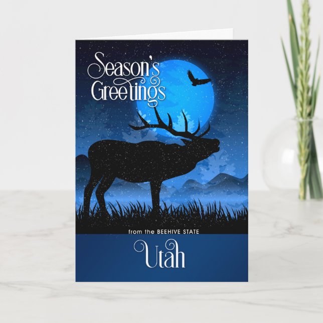 Utah the Beehive State Season's Greetings Moose Helgkort (Framsida)