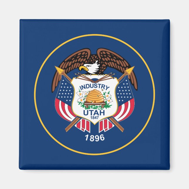 Utah: The Beehive State USA:s flagga, industri Magnet (Framsidan)