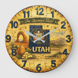 Utah The Beehive State Vintage Map Stor Klocka