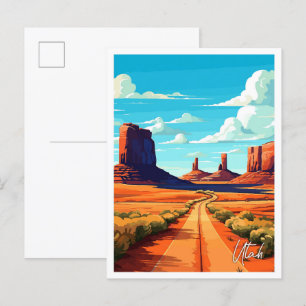 Utah United Stater Art Vintage resor Illustration Vykort