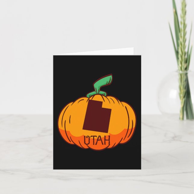 Utah US State Pumpkin Halloween Art Design Fall Se Kort (Framsida)