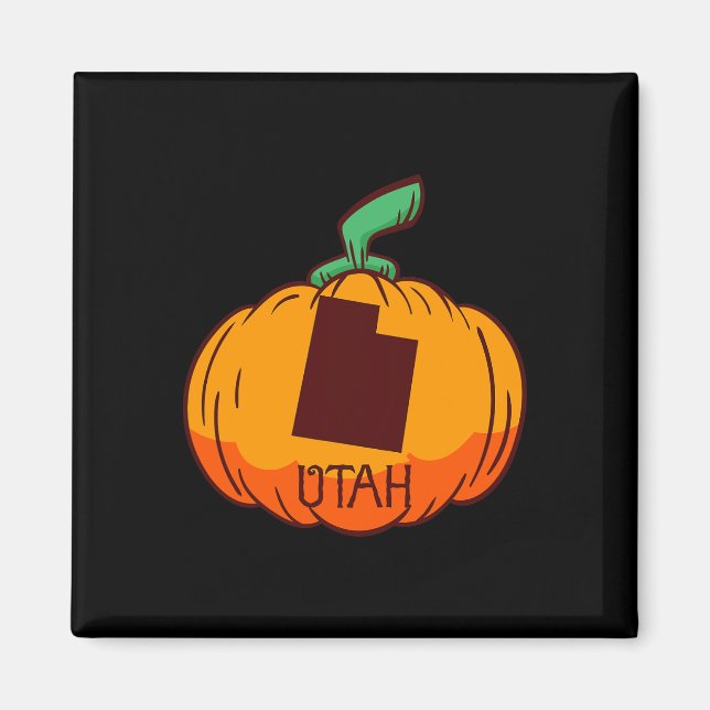 Utah US State Pumpkin Halloween Art Design Fall Se Magnet (Framsidan)
