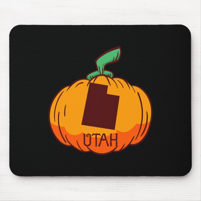 Utah US State Pumpkin Halloween Art Design Fall Se Musmatta (Framsidan)