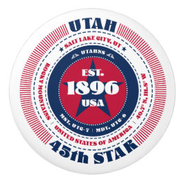 Utah US State Rött vitt blått Typography Knopp