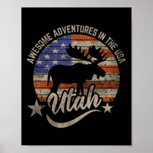 Utah Usa Flagga Salt Lake City Vandring Camping Fi Poster