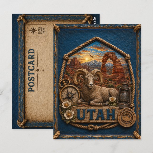 Utah Vintage Resa Vykort (Fram/baksida)