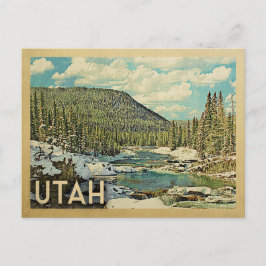 Utah Vintage resor Snowy Winter Nature Vykort