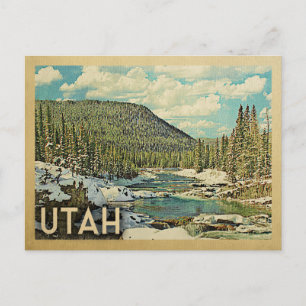 Utah Vintage resor Snowy Winter Nature Vykort