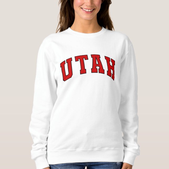 Utah Vintage Varsity College Stil Sweatshirt T Shirt (Framsida)