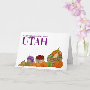 Utah Watercolor Pumpkins Thanksgiving Card Kort
